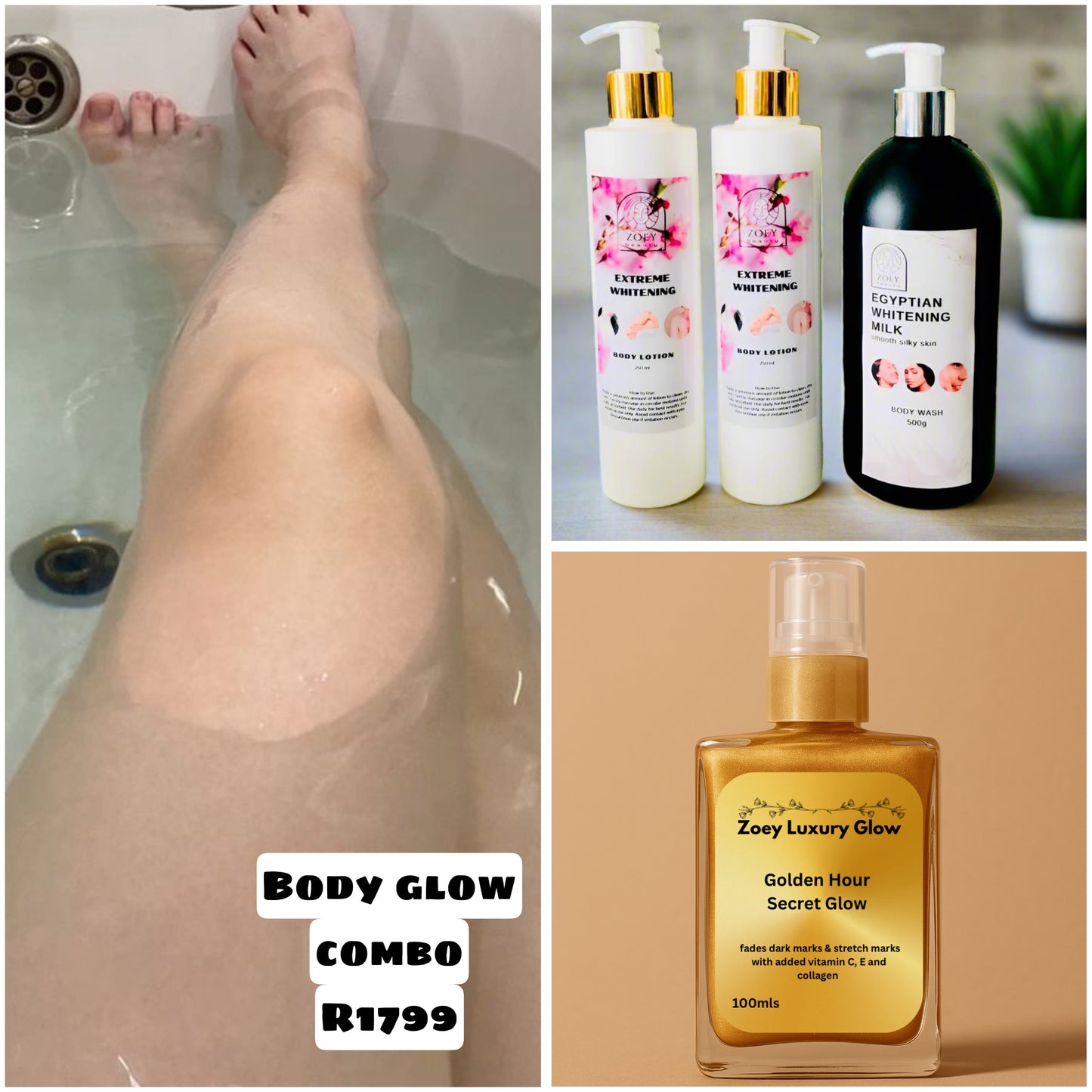 2 extreme body lotions + golden hour FREE BODY MILK