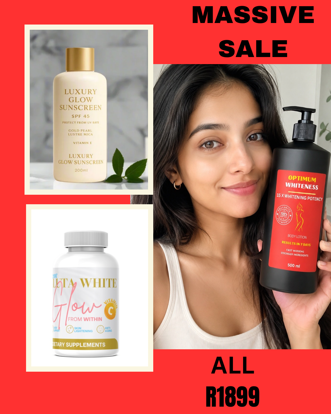 Optimum whitening body lotion & Gluta white pills